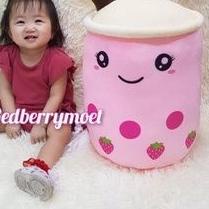 ▼ boneka boba brown sugar boba milk tea strawberry boba jumbo size ➻