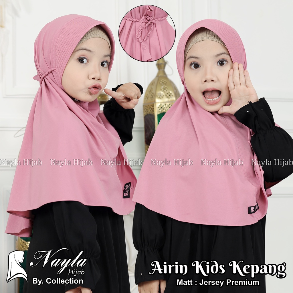 Kerudung Anak Tali Kepang AIRIN KIDS KEPANG Hijab Instan Anak Jersey Airis Terbaru Nayla Hija'b