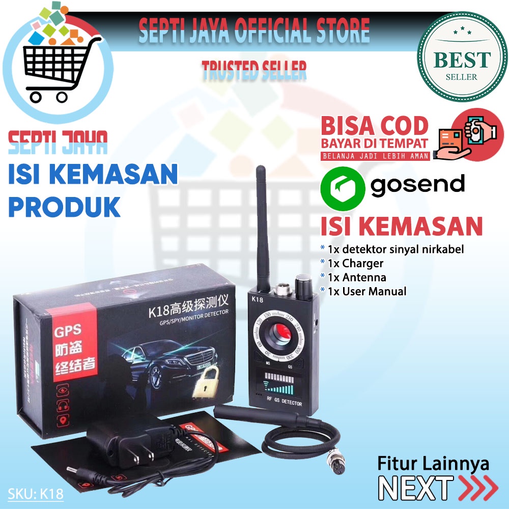 RF Signal Detector K18 Anti Spy Detector Camera Finder GPS Audio Bug pendeteksi kamera spy detector-2