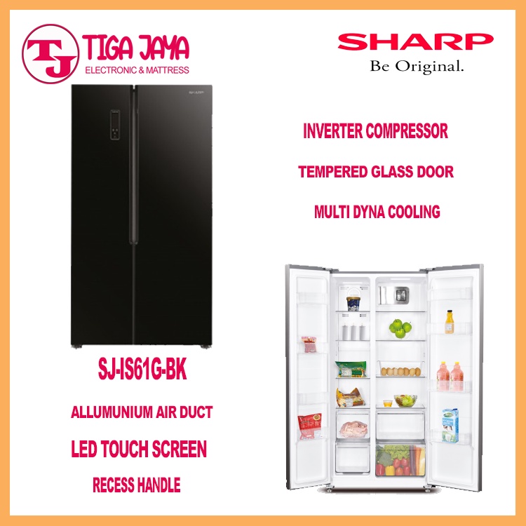 SHARP SJIS61GBK KULKAS SIDE BY SIDE SHARP 563L INVERTER SJ IS61G BK SJ