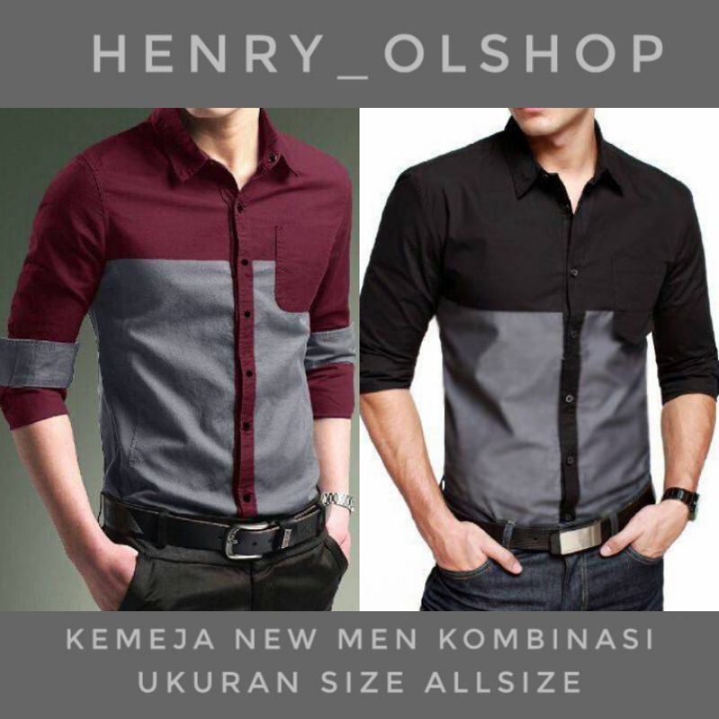 KEMEJA NEW MEN STYLE KOMBINASI KEKINIAN BAJU LAKI LAKI FASHION PRIA MODEL KOREA BTS PAKAIAN LENGAN P