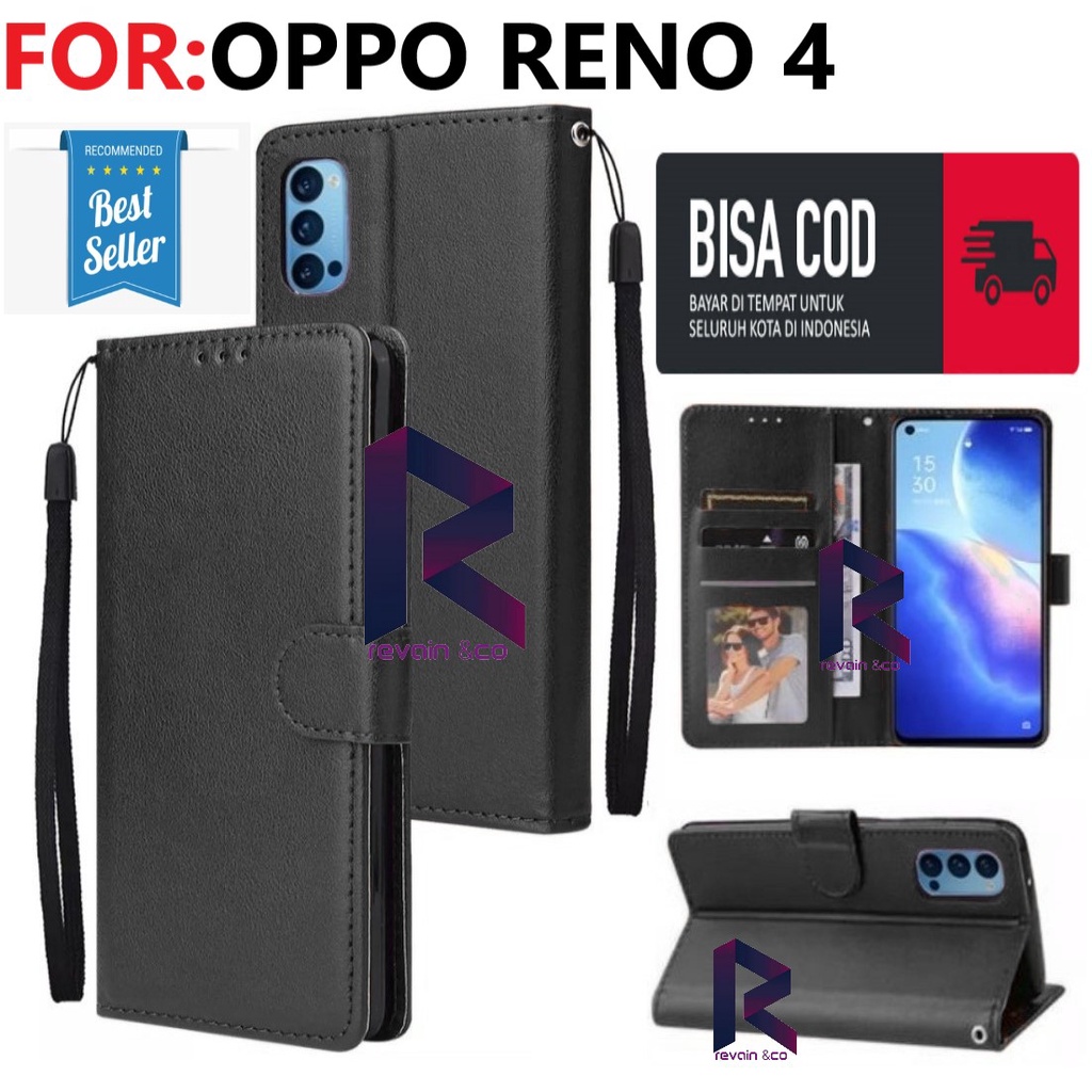 FLIP COVER OPPO RENO 4 CASING FLIP WALLET LEATHER KULIT PREMIUM SARUNG BUKA TUTUP FLIP CASE OPPO RENO 4