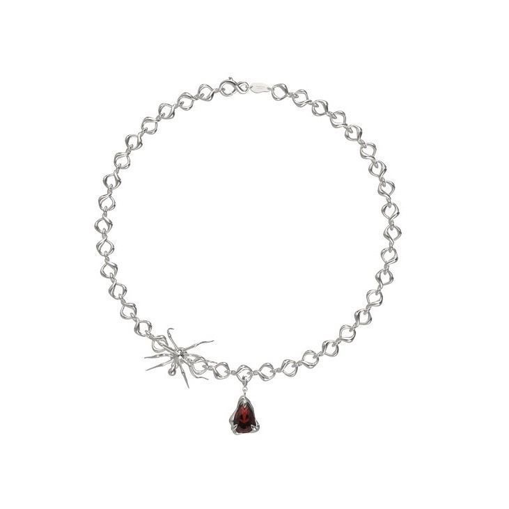 Kalung Desain Niche Eropa Dan Amerika Canggih ins KVK Gaya Jaringan Kepribadian Spider Ruby Perempuan Choker Fashion