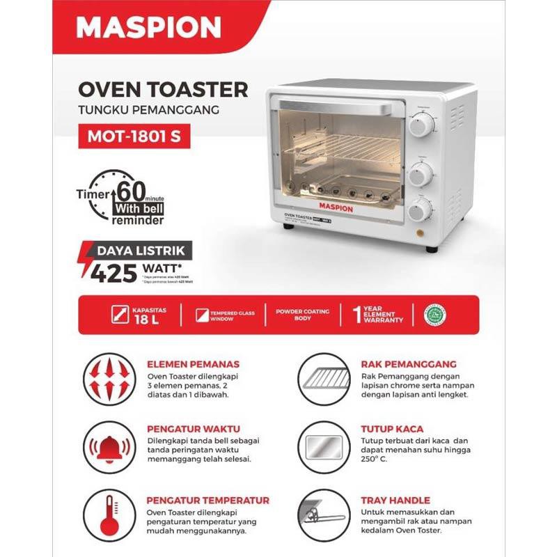 Maspion MOT-1801 S Oven Toaster PUTIH