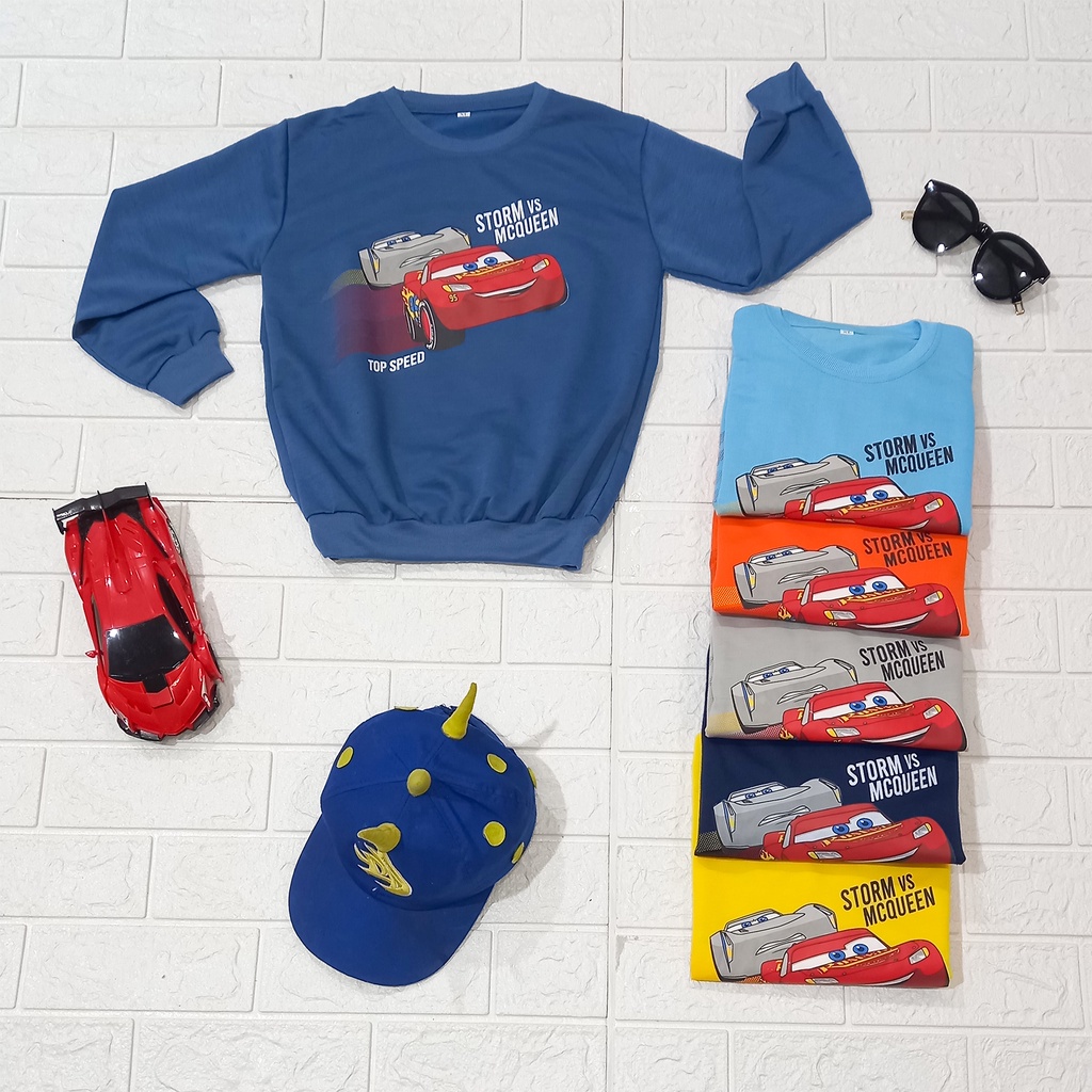 Setelan Sweater Jogger Panjang CARS Set Baju Celana Crewneck Lightning McQueen 95 Anak Perempuan Lak