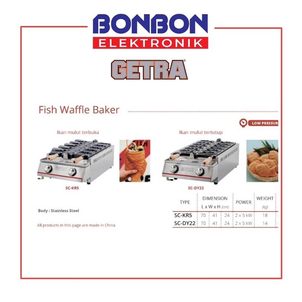 GETRA Gas Fish Waffle Baker SC-KR5 / Maker Taiyaki Ikan Mulut Terbuka