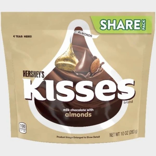 

HERSHEY'S KISSES MILK CHOCOLATE WITH ALMOND 283 GR Cokelat Impor USA