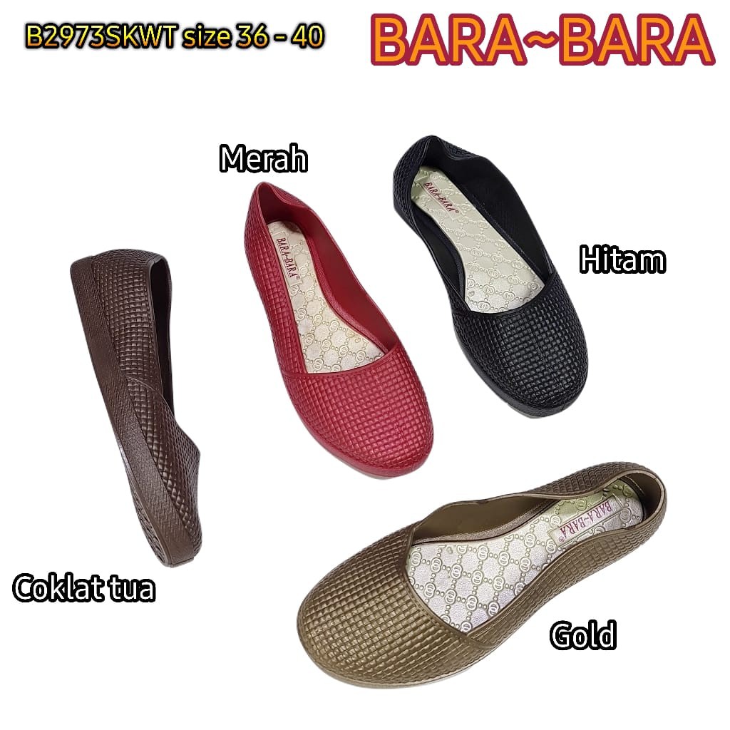 Jelly shoes cewek bara bara sepatu wanita flat shoes karet barabara import B2973-skwt