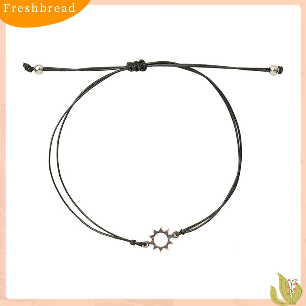 Fresh| 2pcs Gelang Tangan Pasangan / Pria / Wanita Desain Bulan / Matahari Adjustable Untuk Hadiah