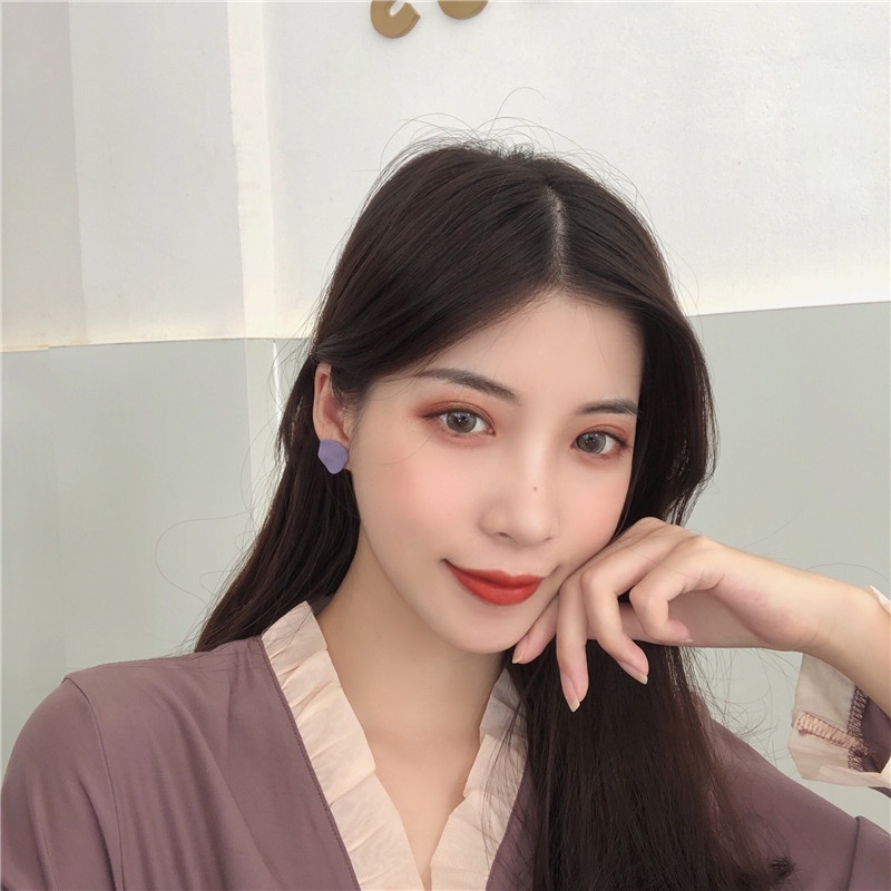 Anting S925 Silver Needle Bentuk Geometris Tidak Teratur Warna Permen Gaya Korea Untuk Perempuan