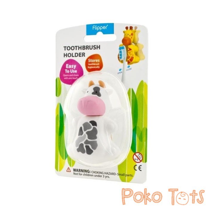 Flipper Toothbrush Holder Fun Animal Cow Tempat Sikat Gigi Anak