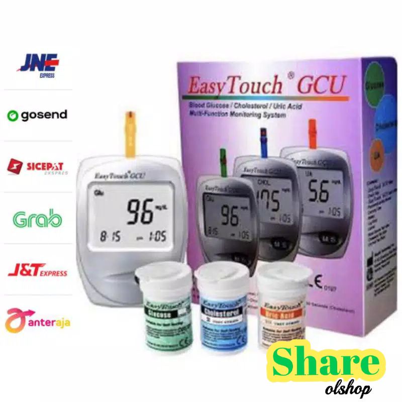 (COD) FREE ONGKIR Alat Easy Touch GCU 3 in 1 / Alat Cek Gula Darah /Alat Tes Gula Darah Kolesterol
