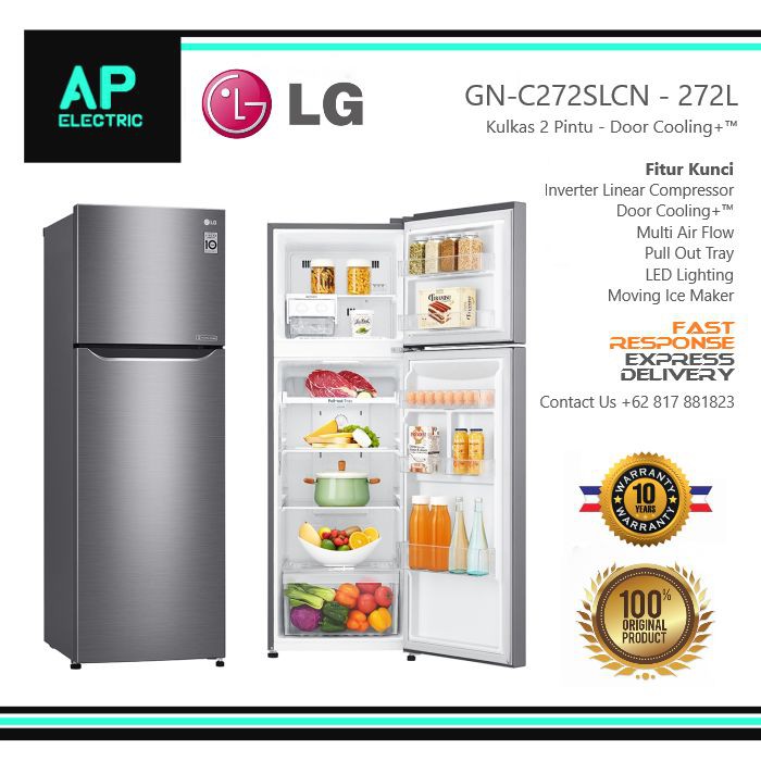 New KULKAS GN-C272SLCN 2 PINTU LG SMART INVERTER GNC272SLCN