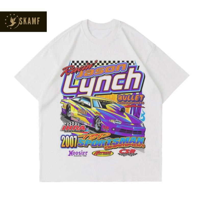 KAOS VINTAGE NASCAR RUMBLE WHITE | T-SHIRT RACING CAR | KAOS MOBIL BALAP NASCAR