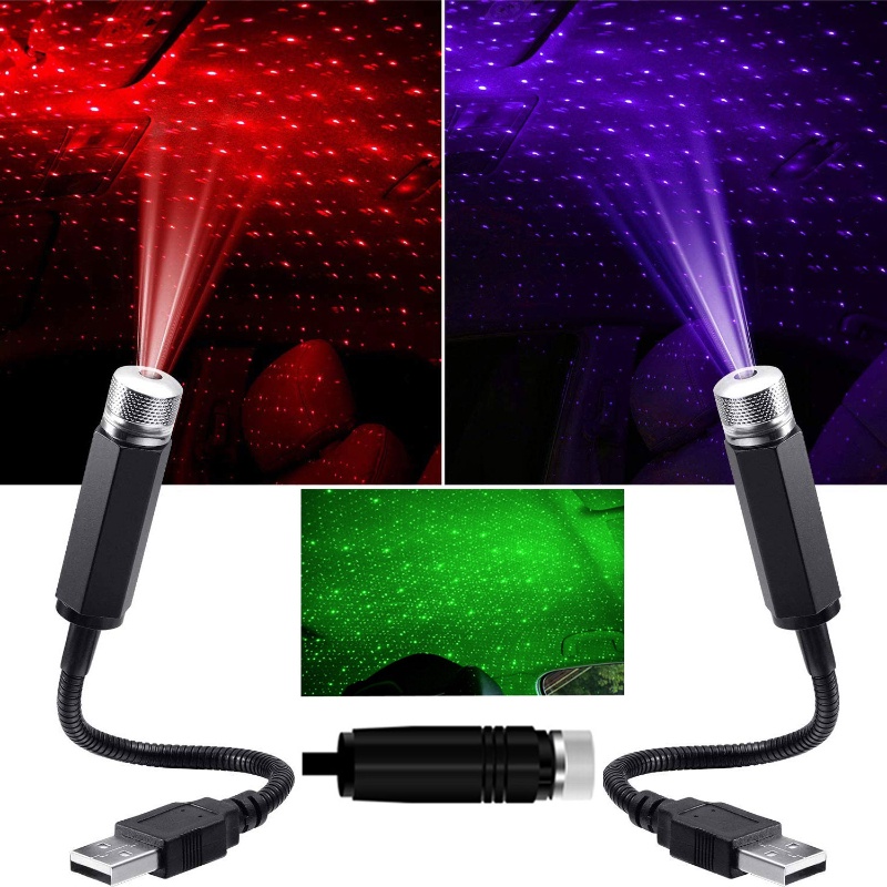 Romantis LED Atap Mobil Bintang Malam Proyektor Cahaya Suasana Galaxy Lampu USB Adjustable Lampu Hias Interior Mobil Dekorasi Cahaya