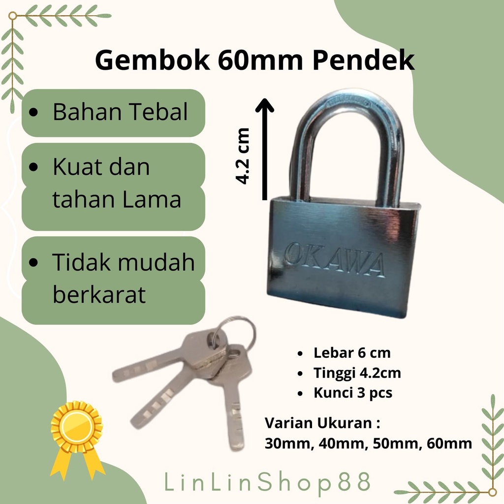 Gembok Pagar Gembok 60 mm 60mm Gembok Pendek Okawa Top Security Lock