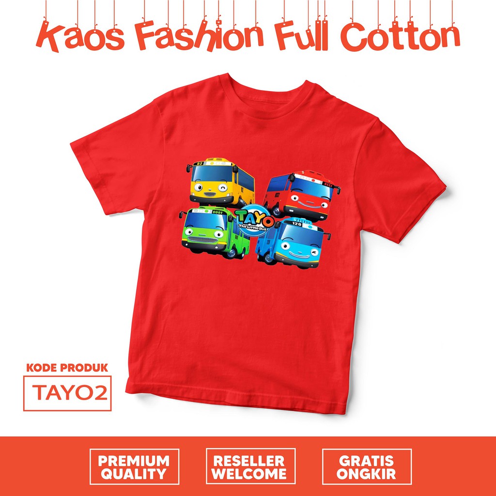 [KAOS ANAK] TAYO pria/wanita katun premium combed TAYO CARTOON KAOS ANAK