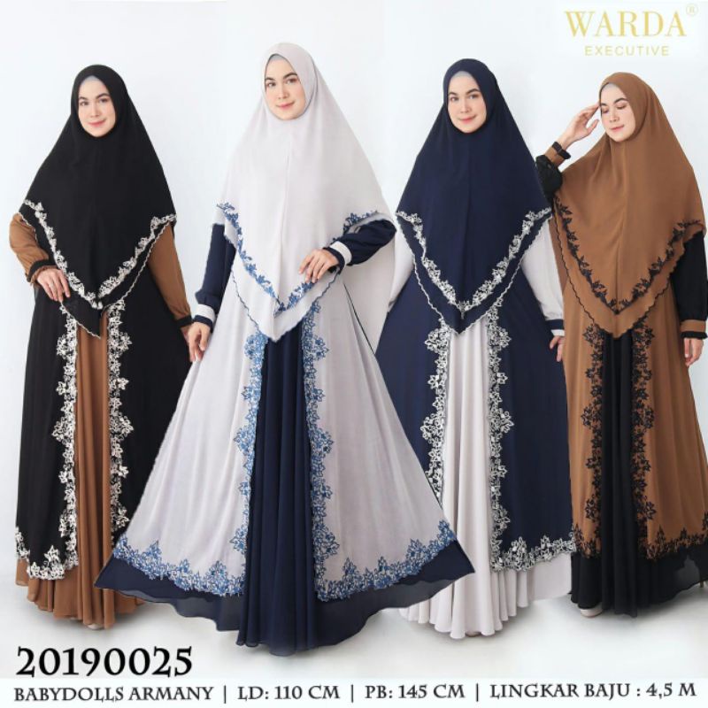 Warda Executive syari set khimar Gamis babydoll bordir