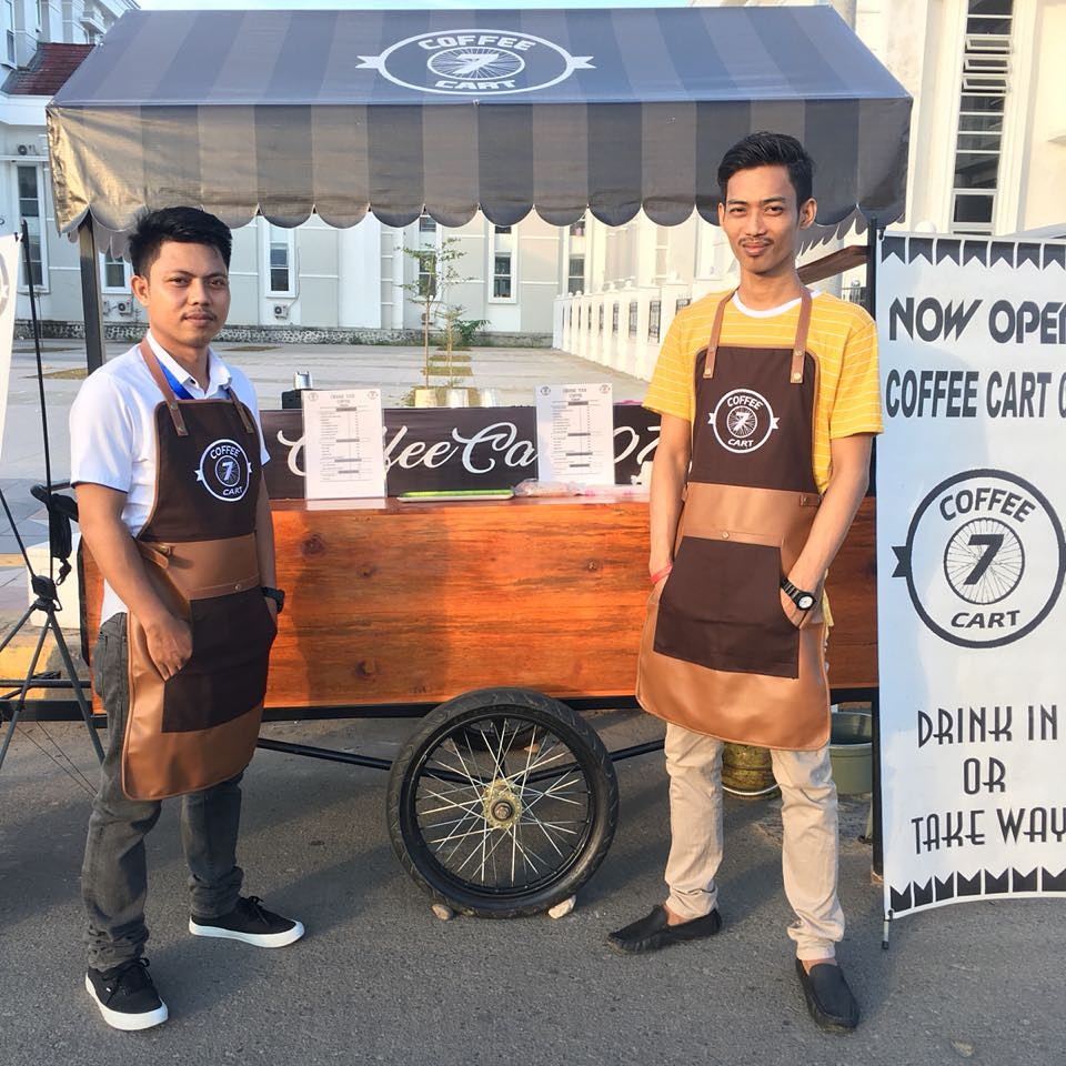 apron barista celemek barbershop celemek koki masak kombinasi kanvas tebal dan premium syntethic leather