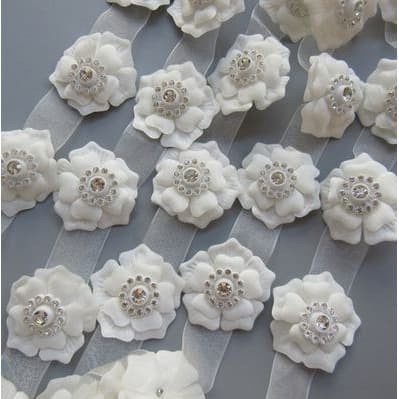 Lace Patch - White Flower Beading #30 (5pcs)