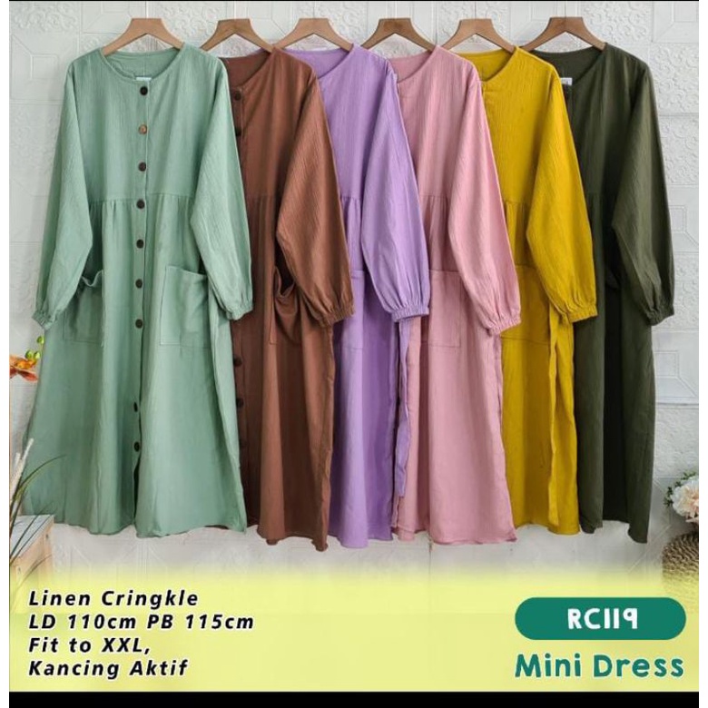 mini dress polos kancing