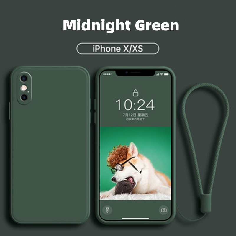 Soft Case Silikon Bentuk Kotak Dengan Lanyard Untuk Iphone 13 Mini 13 Pro 13 Pro MAX X XS MAX XR