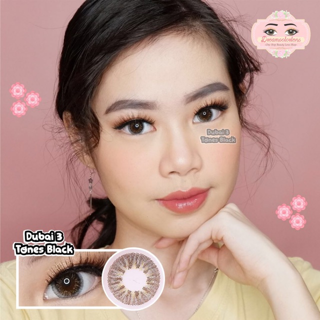 Softlens Dubai 3 Tones Black / Hitam Normal Minus Beda Minus