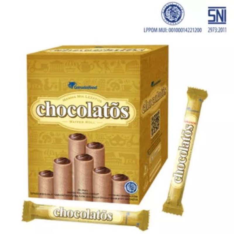 

Chocolatos Wafer Roll 8.5gr isi 24