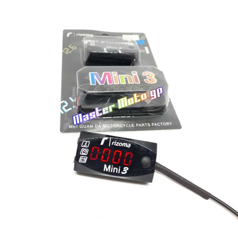 Volt meter Rizoma 3 in 1 volt meter jam suhu pengukur aki volt meter digital mini 3 Rizoma