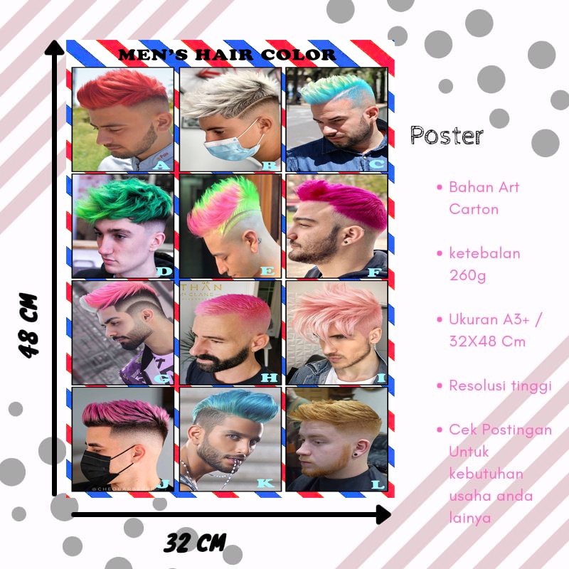Poster pangkas rambut / Model warna rambut pria / model potong rambut pria / Poster murah / Poster s