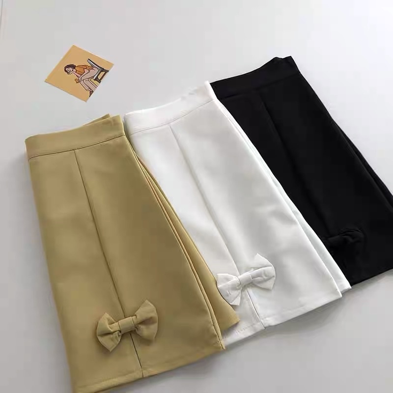 (S-XXL) LMB cute ribbon korean style skirt rok wanita belah dengan pita