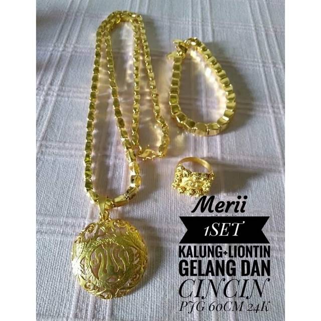 Set perhiasan padi lapis emas 24k kuning seperti emas ASLI