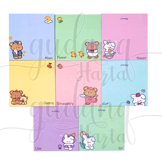 Sticky Notes Basic Bear Notes Motif Beruang Unik DIY Scrapbook GH 301056