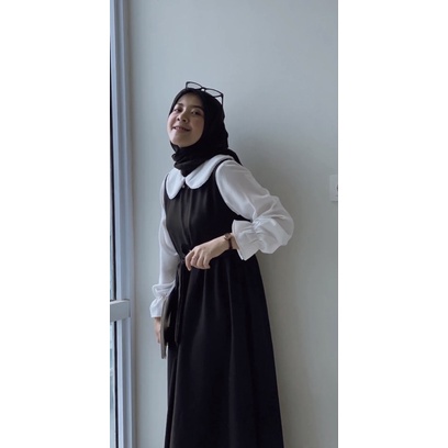 [ COD ] Inaya Dress by Ammisha | SIZE S M L XL | Fashion Muslim Baju Gamis Lebaran 2022 | Dress Kondangan OOTD | Bahan Crepe Premium | Gamis Putih Busui | Gamis Wanita Kekinian |