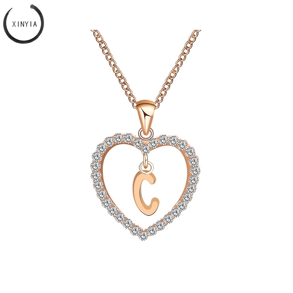 COD 26 Huruf Kalung Kristal Titanium Anti Karat 18K Alfabet Liontin Letter Necklace