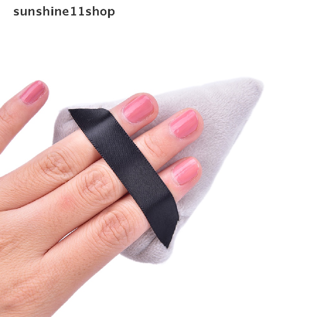 Sho 2pcs Spons Puff Velvet Bentuk Segitiga Untuk Foundation