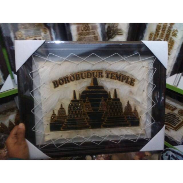 TERMURAH! Lukisan Candi Borobudur Bahan Kulit Kambing ASLI Kode 020 - souvenir jogja