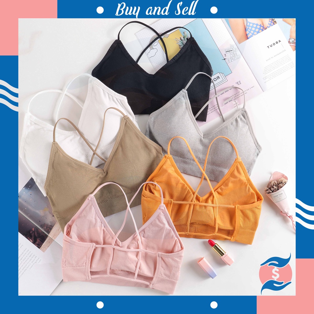 BUYANDSELL (COD) BRA03 Sport Bra Kain Tanpa Kawat Pushup Yoga Style Pakaian dalam Wanita BH Sporty