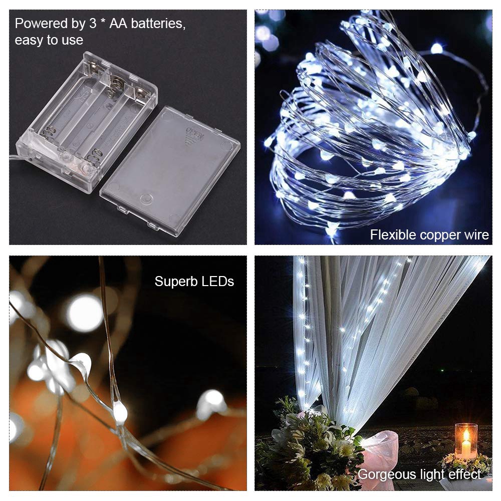 2M 3M 5M 10M Lampu Peri Led / Baterai Dioperasikan Kawat Tembaga Lampu Peri Berbintang / Lampu Tali Tahan Air / Dekorasi Lampu Malam Sempurna Untuk Kamar Tidur, Natal, Ramadhan, Tahun Baru, Pesta, Pernikahan, Ulang Tahun,  Teras, Jendela