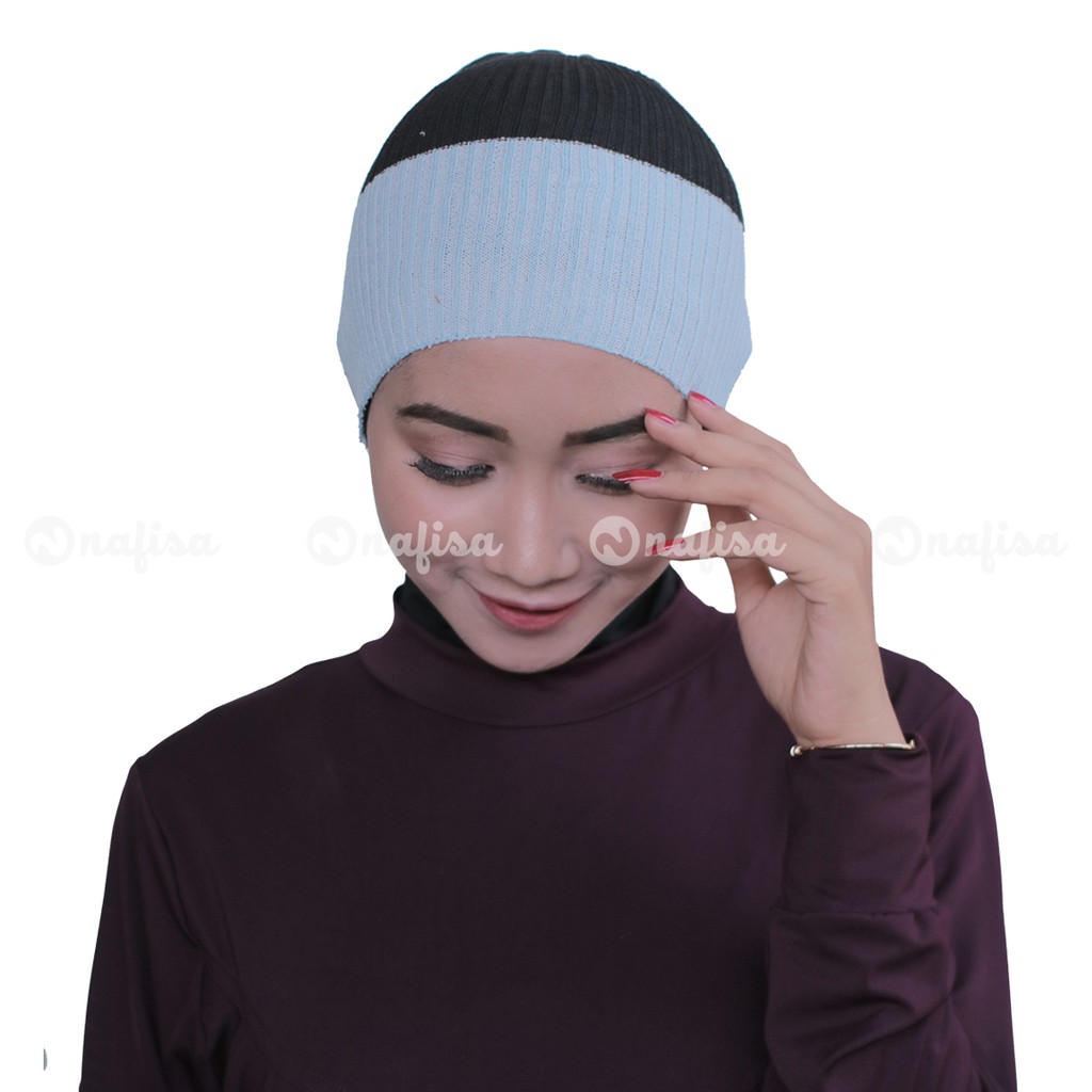 CIPUT TERLARIS | Ciput Rajut Kombinasi Dua Warna Henna Bandana Rajut Anpus Antem Inner Kepala Rajut