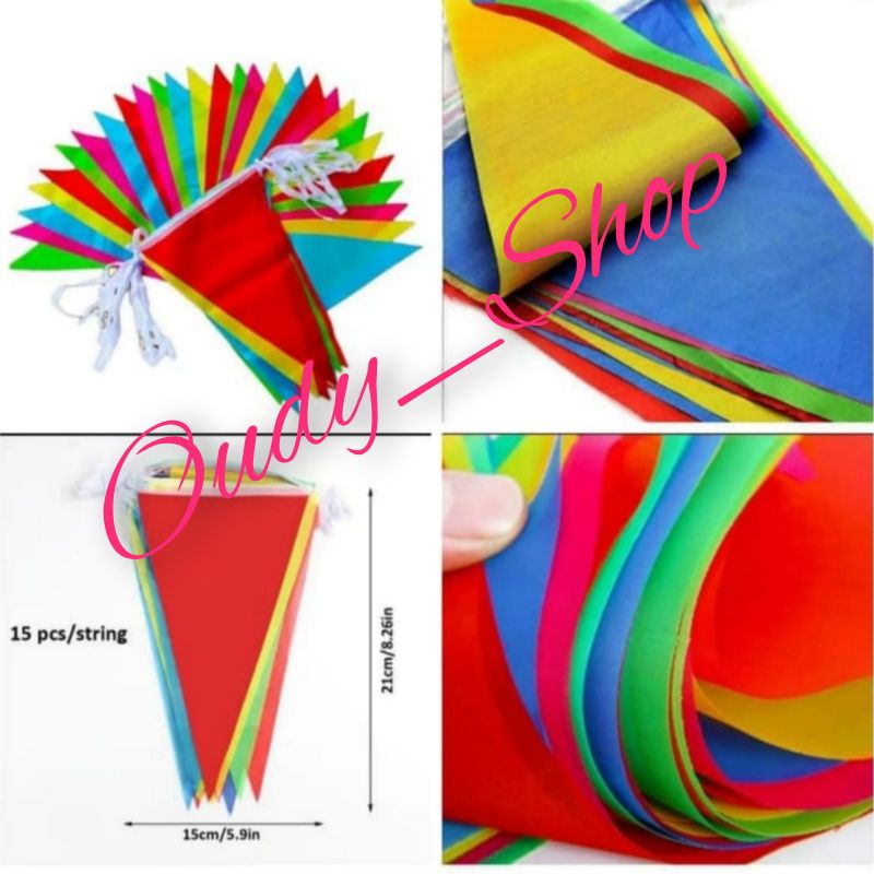 Bendera Segitiga Warna Warni Colorful Flags Bendera Hiasan Tenda Camping