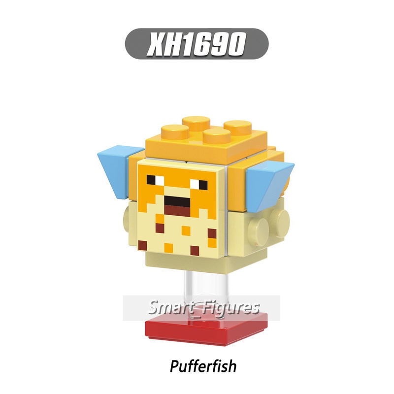 Mainan Action Figure Minecraft Minifigures Hoglin Ender Dragon Pufferfish Magma Cube Skeleton Kuda X0311