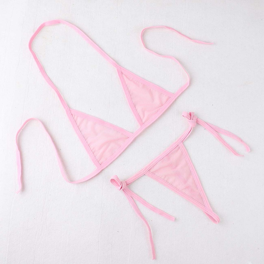 Sexy Lingerie Set Wanita Tali ​Bra&amp;G String Mini Bikini Transparan Pakaian dalam 3B060