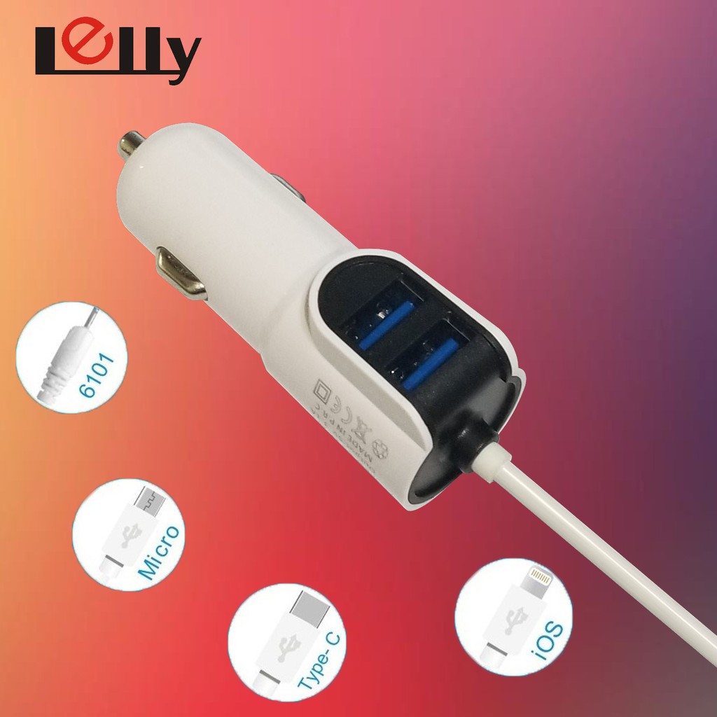 Lelly Adapter Car Charger Mobil Quick Fast Charging Mobil Saver dengan kabel