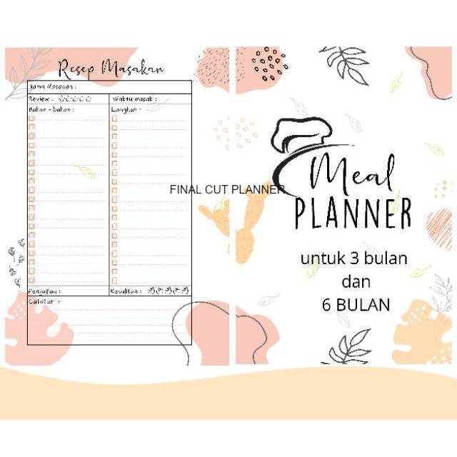 

WEEKLY MEAL PLANNER PINK UANG PLANNER REFILL BINDER isi binder