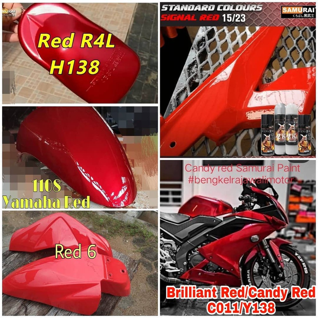 Samurai Paint Kurobushi Cat Semprot Pilox Pilok Varian Warna Merah / Red ( Merah Doff, Merah Glossy, Merah Metalik, Merah Ferrari, Merah Cabe, Candy Red, Brilliant Red, Matte Red,, dll ) 400cc/400ml