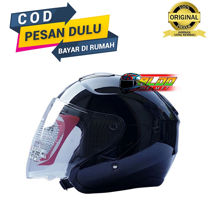 KYT / HELM KYT KYOTO SOLID BLACK METALIC ORIGINAL / KYT KYOTO / HELMET SINGGLE VISOR / HALF FACE / K