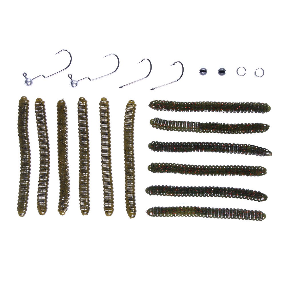 HENGJIA 12-45pcs Umpan Pancing Lembut Model Cacing Imitasi 7 Model Dengan Kail Jig Head