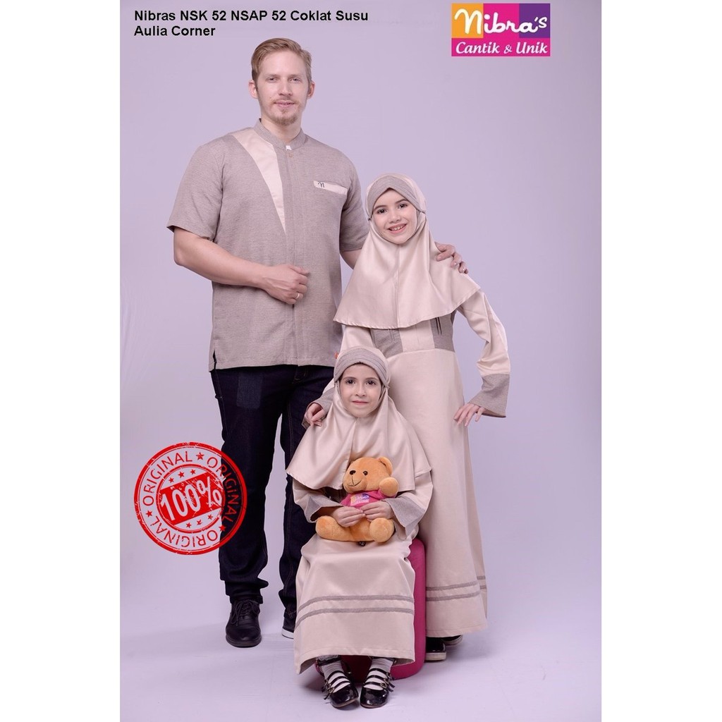 PROMO TERBARU Baju Muslim Sarimbit Nibras Koko Ayah NSK 52 Gamis Anak NSAP 52 Coklat Susu