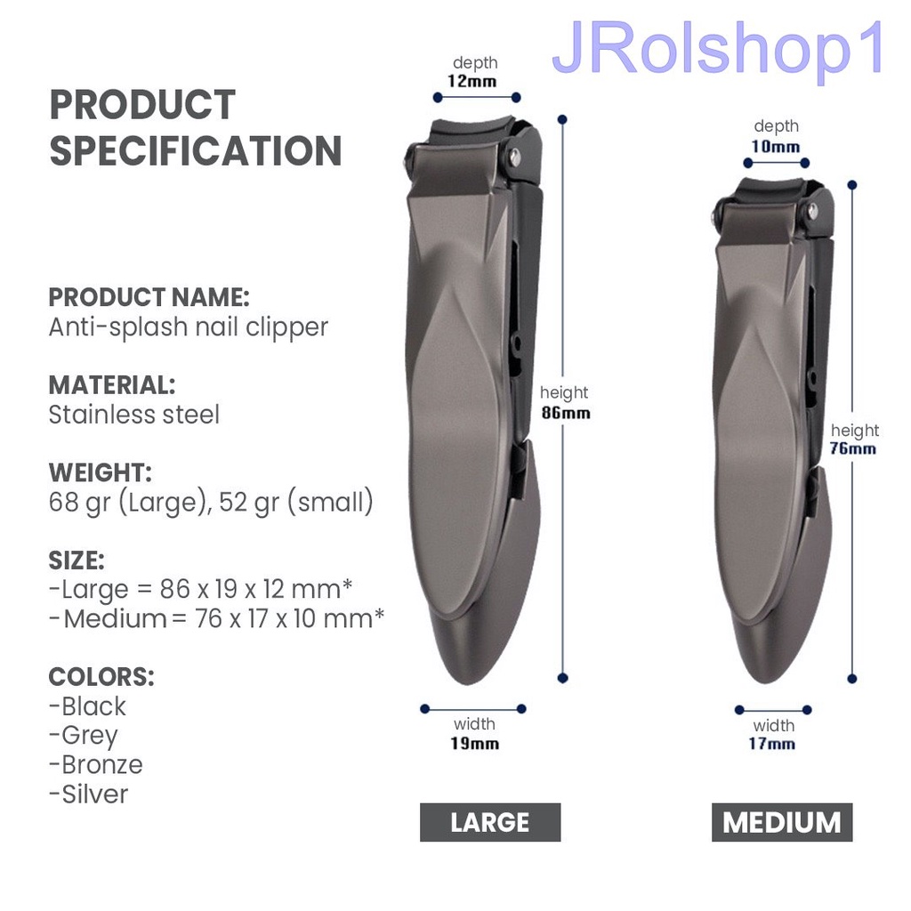 gunting kuku bahan stainless steel anti splash anti karat